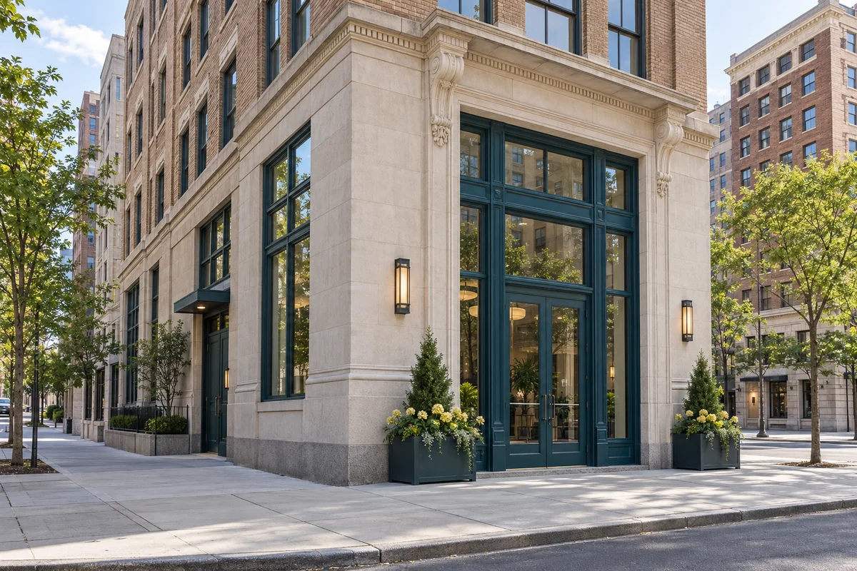 Representative Newark entrance and street setting