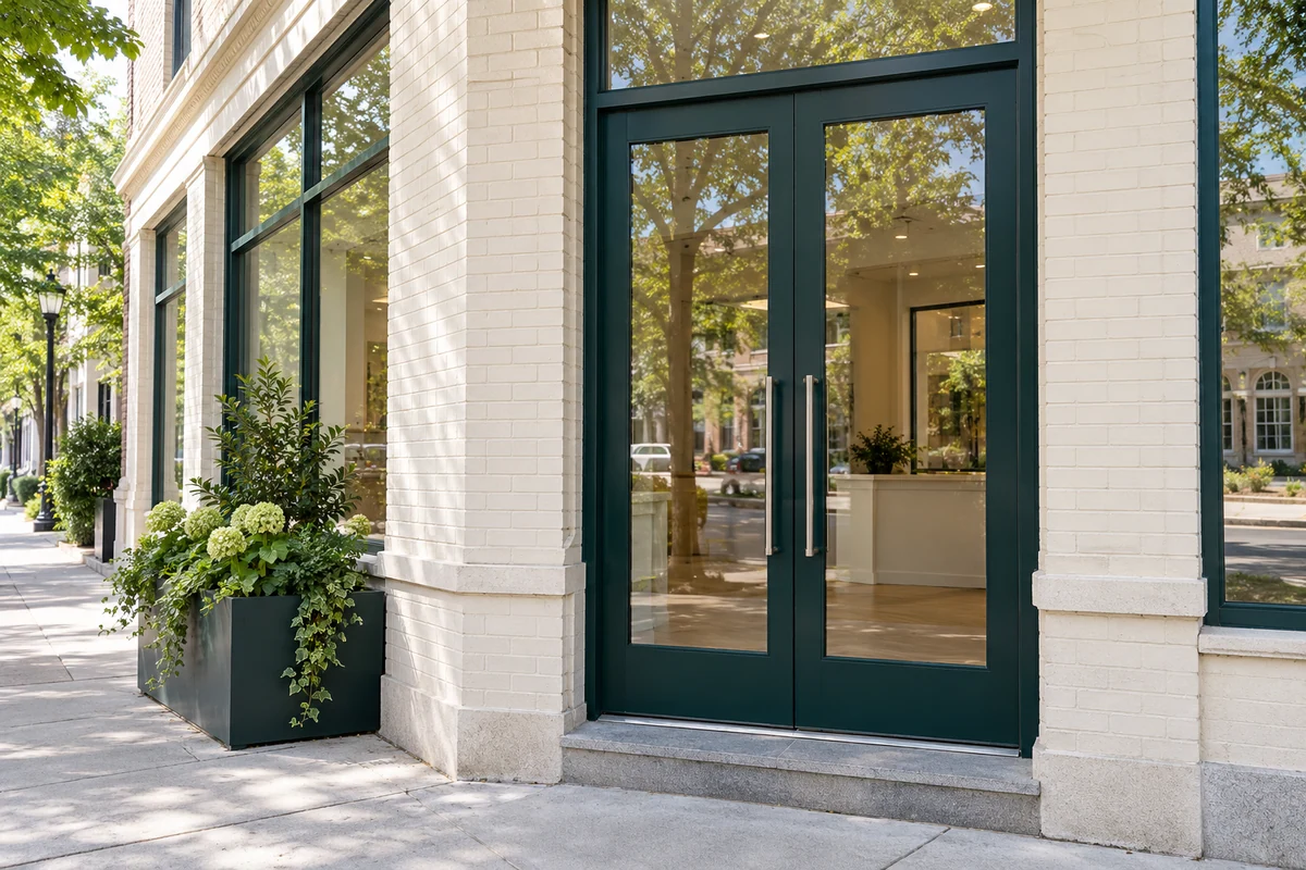 Representative shopfront and a separate side passage